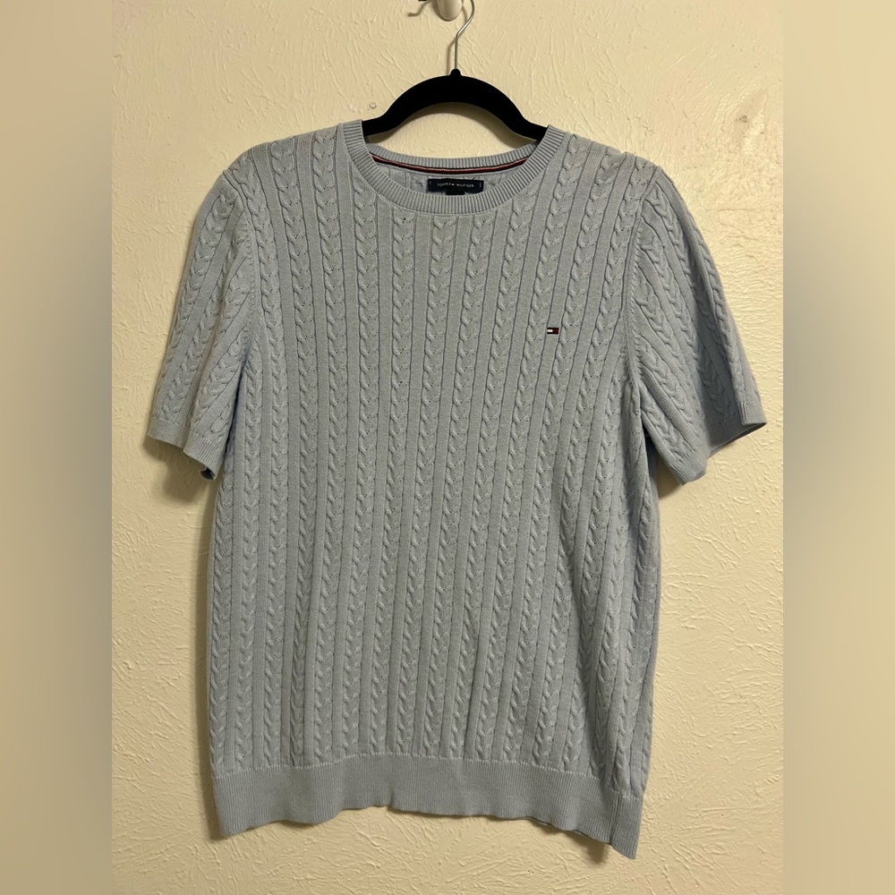 Tommy Hilfiger Light Blue Cable Knit Sweater